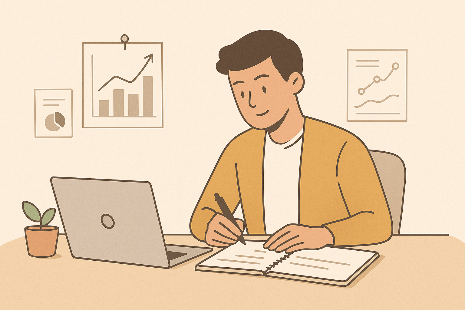 investment strategies for beginners planning with laptop and notebook